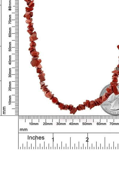 Sertifikalı Doğal Kırmızı Jasper Kırık Taşlı Kolye - Resim 3