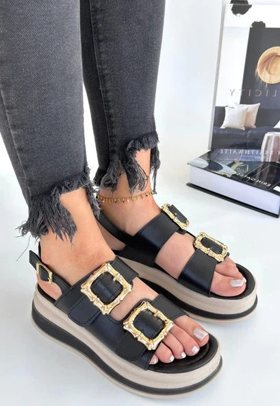 Stan Siyah Cilt Sandalet - 2