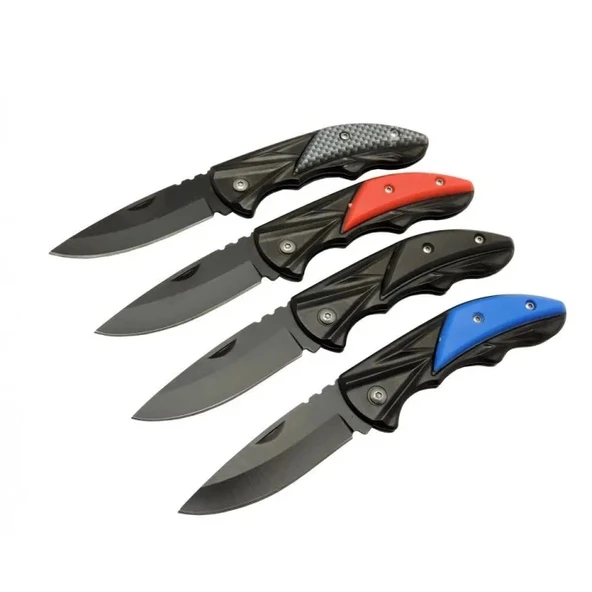 Klipsli 4 Lü Set Metal  16 Cm Kamp / Outdoor Çakı  - Yarı Otomatik, Kemerlikli, Kutulu