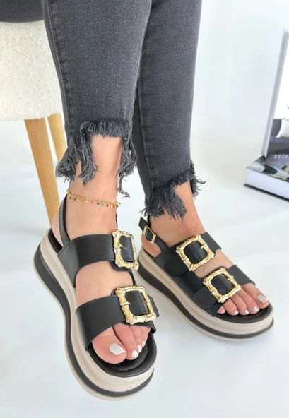 Stan Siyah Cilt Sandalet - 3