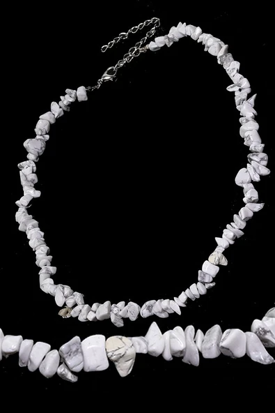 Sertifikalı Doğal Havlit Kırık Taşlı Kolye - Resim 2