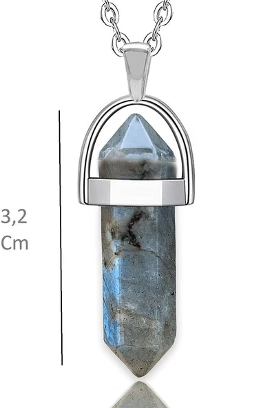 Sertifikalı Çivi Doğal Labradorit Taşı Kolye - Resim 3