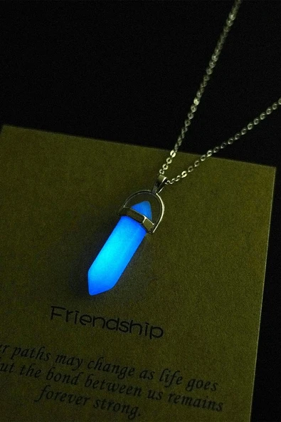 Sertifikalı A Kalite Doğal Mavi Fosfor Taşı Kolye - Resim 2