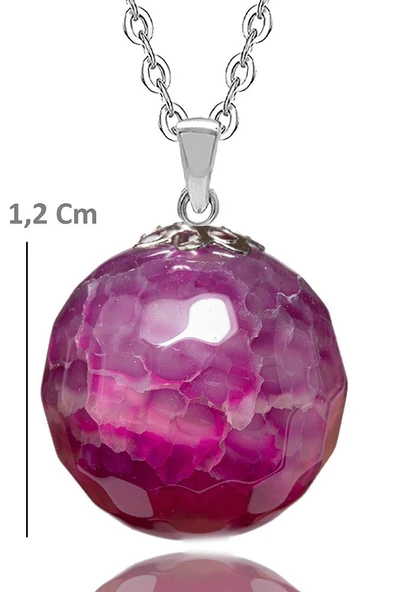 Sertifikalı Fasetli Mor Akik Doğal Taş Kolye - 2