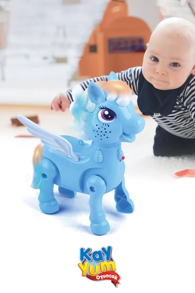 Işıklı Sesli Pilli Yürüyen Unicorn Pony AT