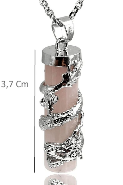 Sertifikalı Telkari Işlemeli Doğal Açık Pembe Kuvars Taşı Kolye - Resim 2