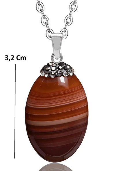 Sertifikalı Aaa Kalite Zirkon Taşlı Karnelyan Karneol Akik Doğal Taş Kolye - Resim 2