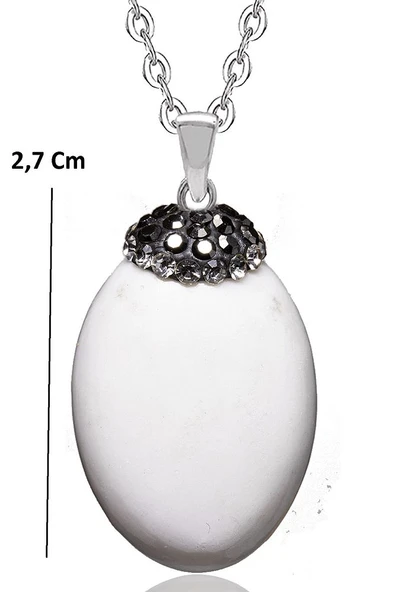 Sertifikalı Zirkon Işlemeli Beyaz Mercan Doğal Taş Kolye - Resim 2