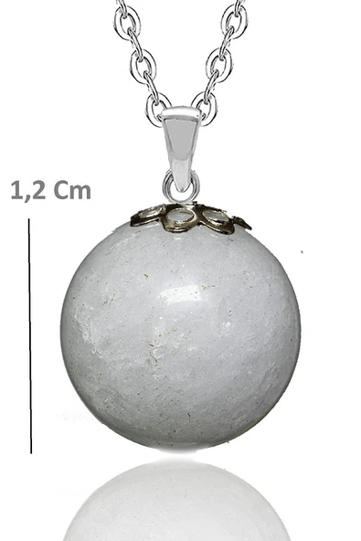 Sertifikalı Doğal Beyaz Kuvars Doğal Taş Kolye - Resim 2