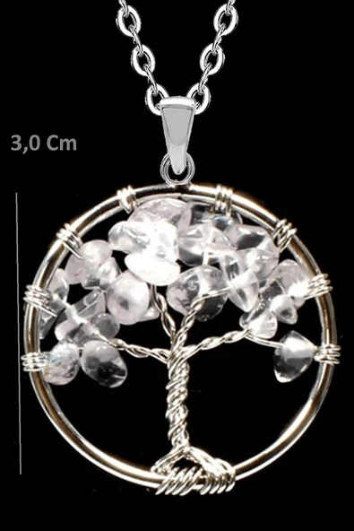 Sertifikalı Kristal Kuvars Taşı Hayat Ağacı Kolye - Resim 2