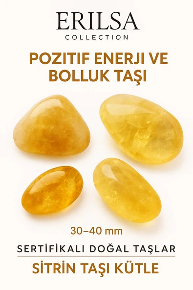 Sertifikalı Tamburlanmış İri Boy Sitrin Taşı Kütle – El Taşı Bolluk Neşe ve Güneş Enerjili Şifa