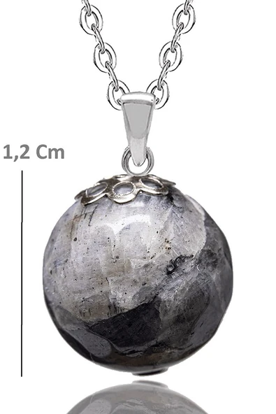 Sertifikalı Fasetli Doğal Labradorit Doğal Taş Kolye - Resim 2