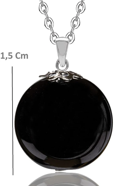 Obsidyen Taşı Doğal Taş Kolye - 2