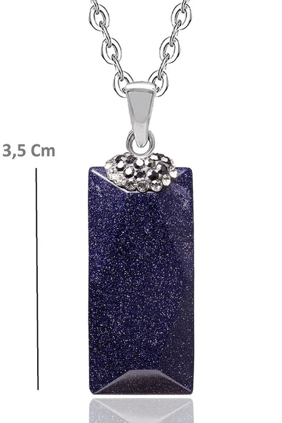 Sertifikalı Zirkon Taşlı Mavi Yıldız Taşı Doğal Taş Kolye - 2