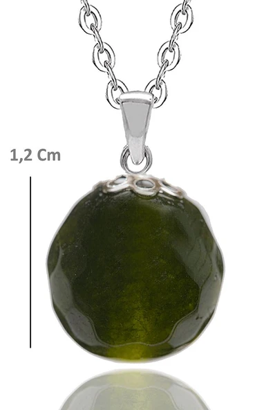 Sertifikalı Fasetli Yeşil Kuvars Doğal Taş Kolye - 2
