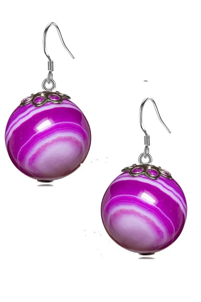 Sertifikalı Pembe Akik Taşlı Doğal Taş Küpe ürün görseli