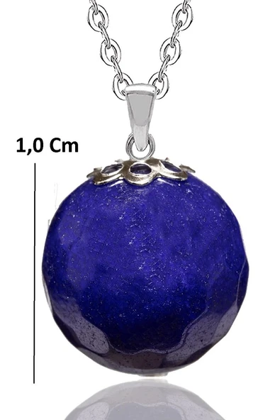 Sertifikalı Gerçek Fasetli Mavi Akik Doğal Taş Kolye - Resim 2