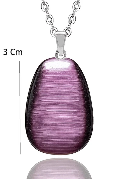 Sertifikalı Doğal Mor Akik Taşı Kolye - Resim 2