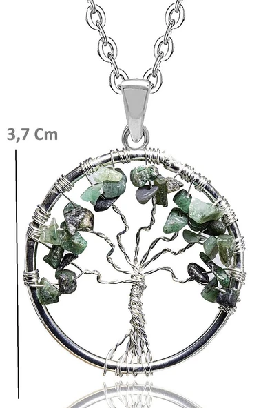 Sertifikalı Ham Işlenmemiş Zümrüt Taşı Hayat Ağacı Kolye - Resim 2