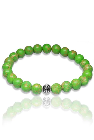 Sertifikalı Gümüş Aparatlı Fıstık Yeşili Varisit Taşı Bileklik ürün görseli