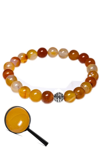 Sertifikalı Aaa Kalite Koyu Turuncu Akik Taşı Bileklik (gümüş Aparatlı) - Resim 2