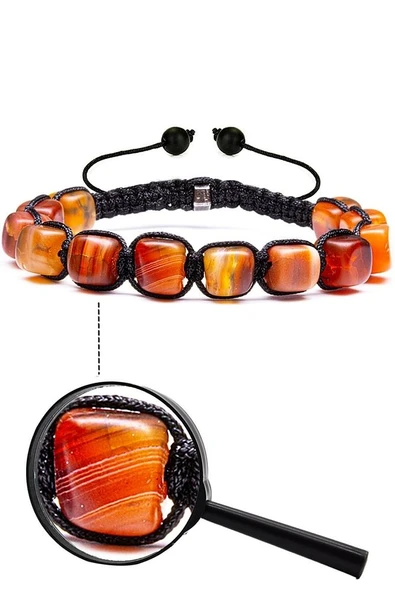 Sertifikalı Yüksek Kalite Doğal Turuncu Akik Doğal Taş Bileklik ürün görseli