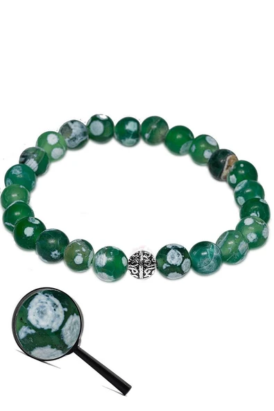 Sertifikalı Aaa Kalite Yeşil Tibet Akik Taşı Bileklik (gümüş Aparatlı) - Resim 2
