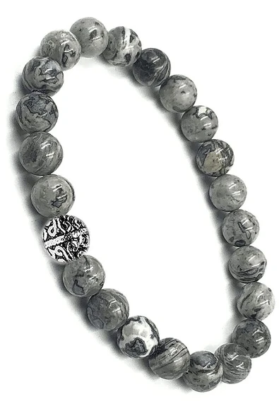 Sertifikalı Desenli Harita Jasper Taşı Bileklik (gümüş Aparatlı) - Resim 2