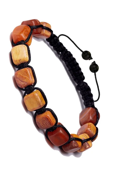 Sertifikalı Küp Kesim Turuncu Akik Taşı Doğal Taş Bileklik - Resim 2