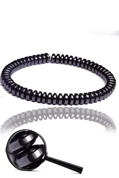 Sertifikalı Aaa Koyu Gümüş Renk Hematit Taşı Bileklik - Kararmaz - Resim 2