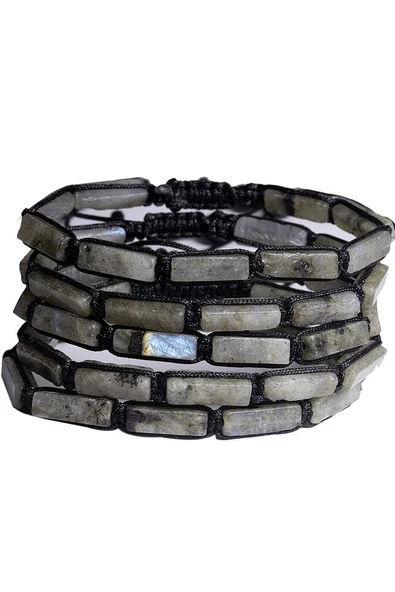 Sertifikalı Dikdörtgen Kesim Labradorit Taşı Doğal Taş Bileklik - Resim 3