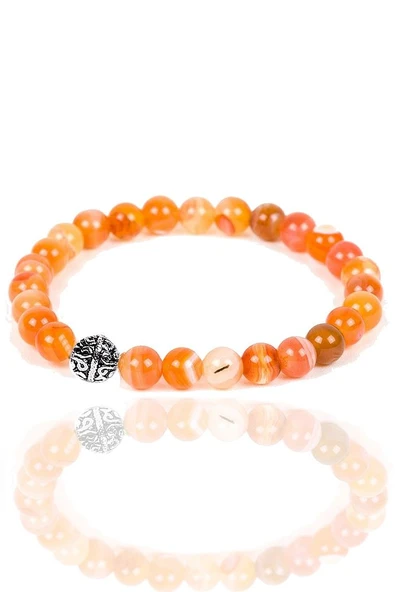 Sertifikalı Gümüş Aparatlı Turuncu Akik Taşı Bileklik ürün görseli