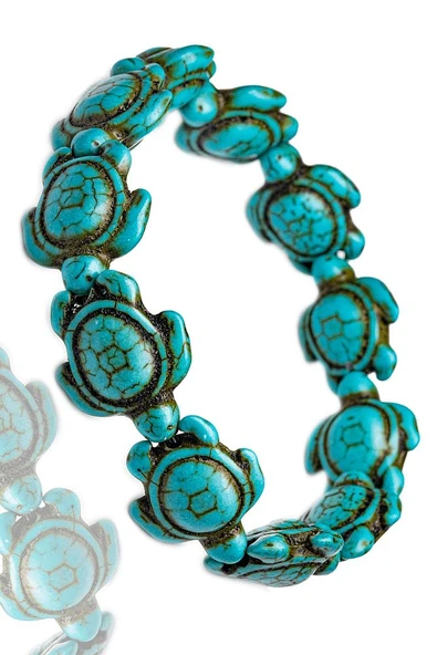 Sertifikalı Kaplumbağa Kesim Firuze Taşı Bileklik ürün görseli