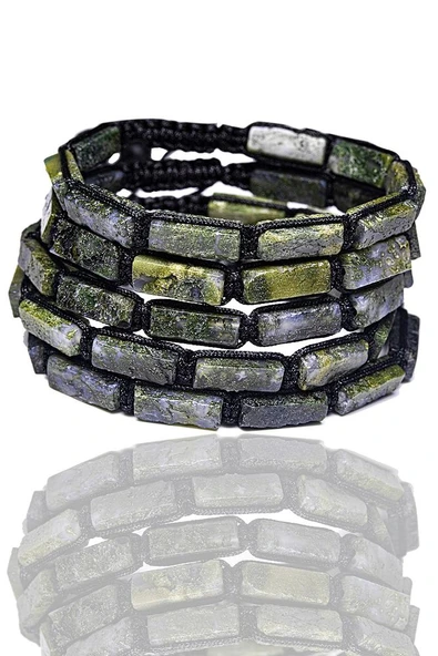 Sertifikalı Yosun Hint Akik Taşı Doğal Taş Bileklik (hindistan) - Resim 2