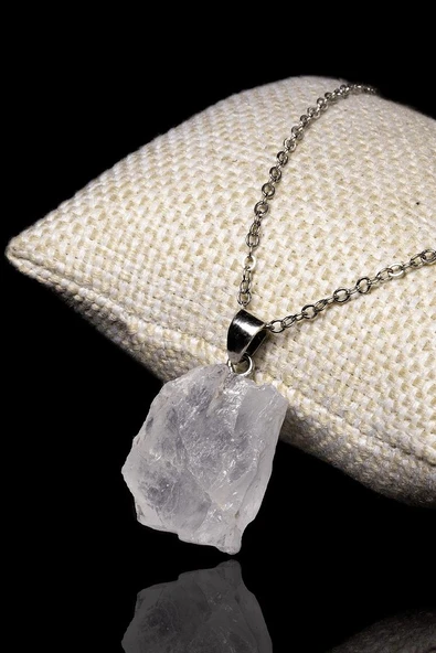 Sertifikalı Ham Işlenmemiş Kristal Kuvars Taşı Doğal Taş Kolye