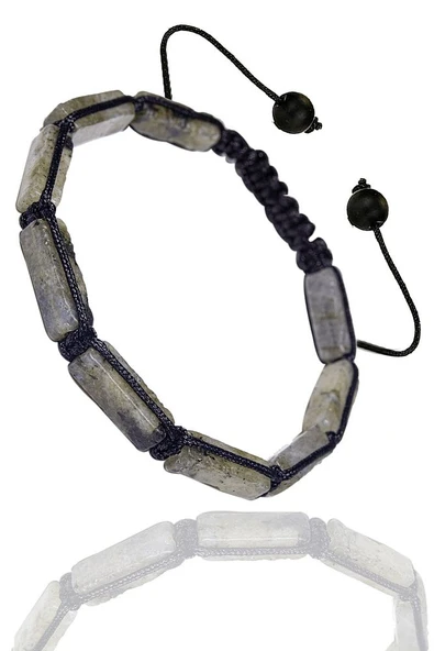 Sertifikalı Dikdörtgen Kesim Labradorit Taşı Doğal Taş Bileklik - Resim 2