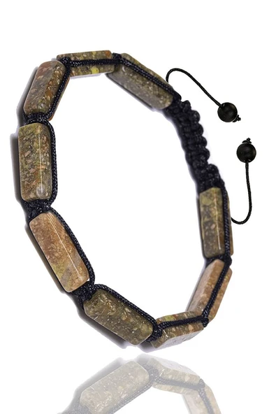 Sertifikalı Unakit Taşı Doğal Taş Bileklik - Dikdörtgen - Resim 2