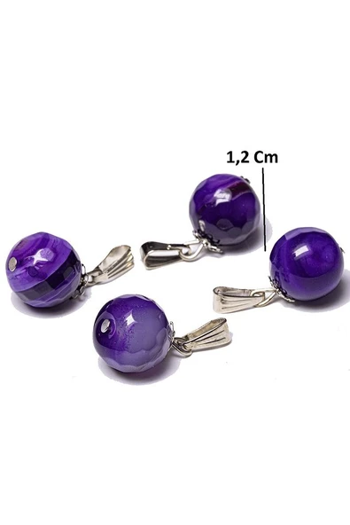 Sertifikalı Damarlı Mor Akik Taşı Doğal Taş Kolye - Resim 2