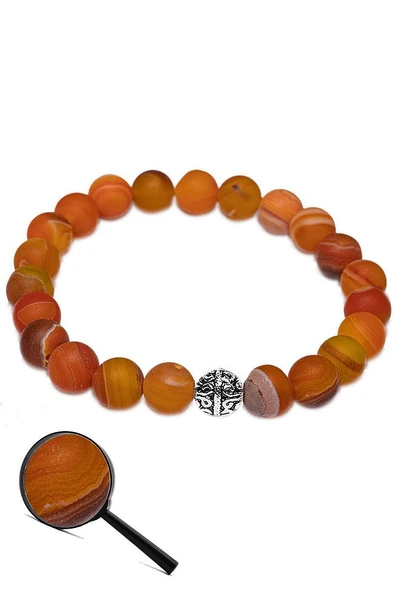 Sertifikalı Aaa Ham Işlenmemiş Turuncu Akik Taşı Bileklik (gümüş Aparatlı) - Resim 2