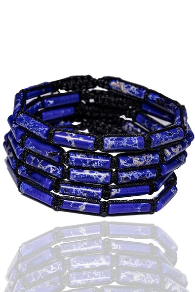 Sertifikalı Mavi Varisit Taşı Doğal Taş Bileklik - Resim 3