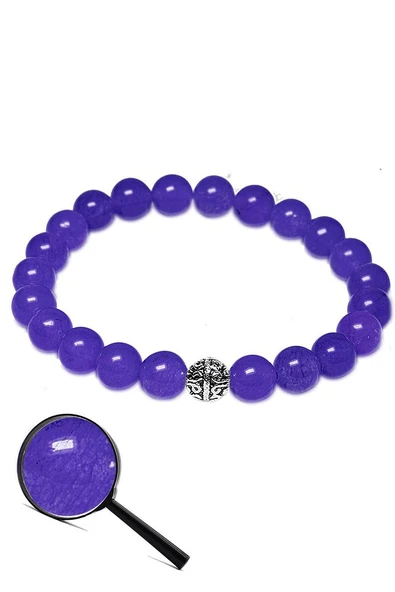 Sertifikalı Aaa Kalite Mor Akik Taşı Bileklik - Resim 2