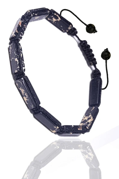 Sertifikalı Dikdörtgen Siyah Varisit Taşı Bileklik - Resim 3