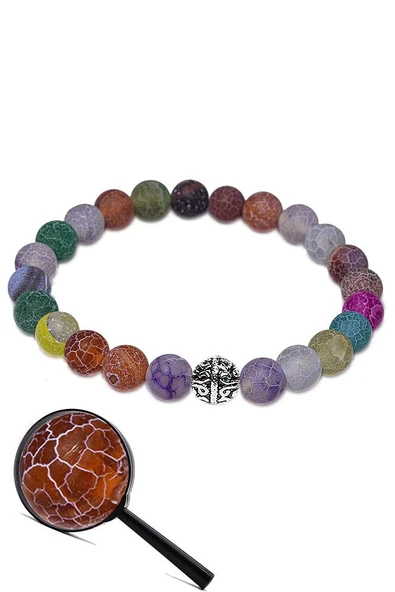 Sertifikalı A+ Ham Işlenmemiş Renkli Akik Taşı Bileklik (gümüş Aparatlı) - Resim 2