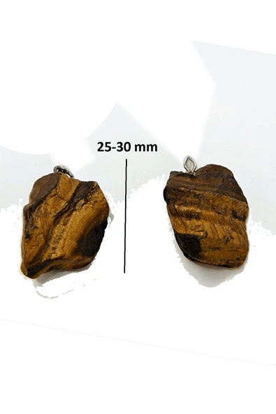 Sertifikalı Ham Işlenmemiş Model Kaplan Gözü Taşı Kolye - Gümüş Aparatlı - Resim 2