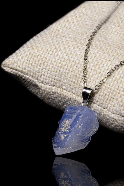 Sertifikalı Ham Işlenmemiş Ay Taşı Kolye (GÜMÜŞ APARATLI) ürün görseli