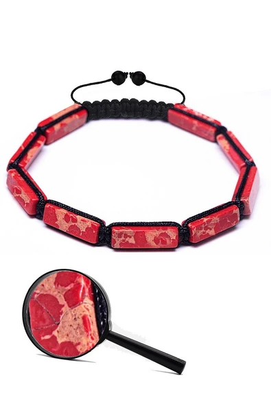 Sertifikalı Kırmızı Varisit Taşı Doğal Taş Bileklik ürün görseli