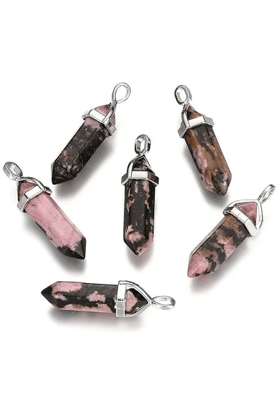 Sertifikalı Çivi Model Rodonit Taşı Kolye (RODOKROZİT TAŞI) - Resim 3