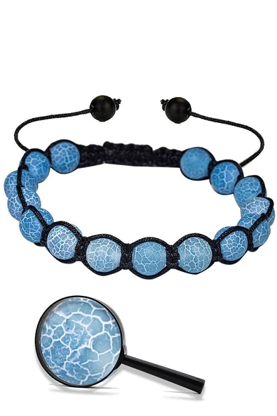 Sertifikalı Damarlı Mavi Akik Taşı Doğal Taş Bileklik - Resim 3