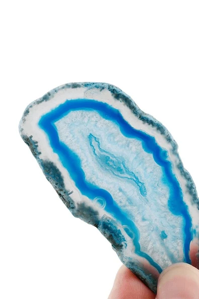 Sertifikalı Doğal Mavi Akik Taşı Plaka (5-8 Cm) ürün görseli