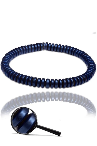 Sertifikalı Mat Mavi Aaa+ Hematit Taşı Bileklik - Resim 2